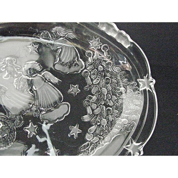 Mikasa Crystal Angel Plate Serving Dish Holidays Stars Trees 8" Retired Pattern - Picture 6 of 11